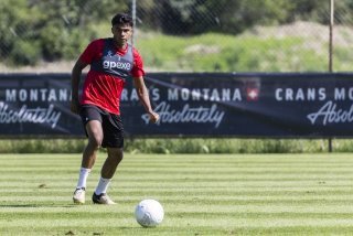 Le milieu valaisan Baltazar Costa en action lors d'un entrainement du FC Sion